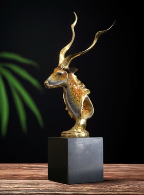 纯铜羚羊摆件家居客厅玄关装饰品