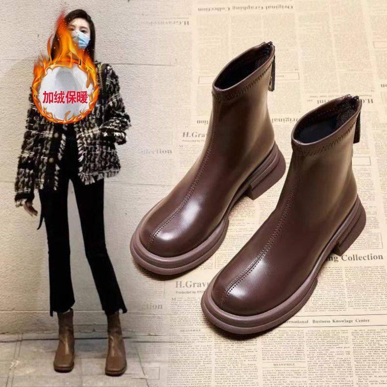 加绒马丁靴女士切尔西靴2025冬季新款英伦风百搭显瘦瘦靴保暖短靴,淘宝优惠券,粉丝福利购,淘宝优惠卷