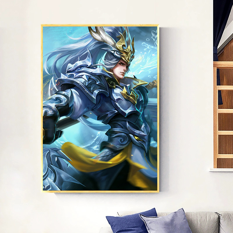 韩信白龙吟竖版十字绣新款线绣卧室王者荣耀皮肤小幅满砖5d钻石画