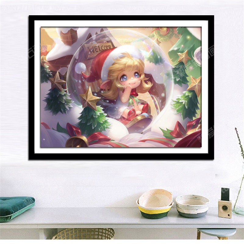 蔡文姬奇迹圣诞十字绣线绣新款王者荣耀皮肤自己手工满砖5d钻石画