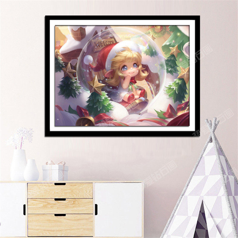 蔡文姬奇迹圣诞十字绣线绣新款王者荣耀皮肤自己手工满砖5d钻石画