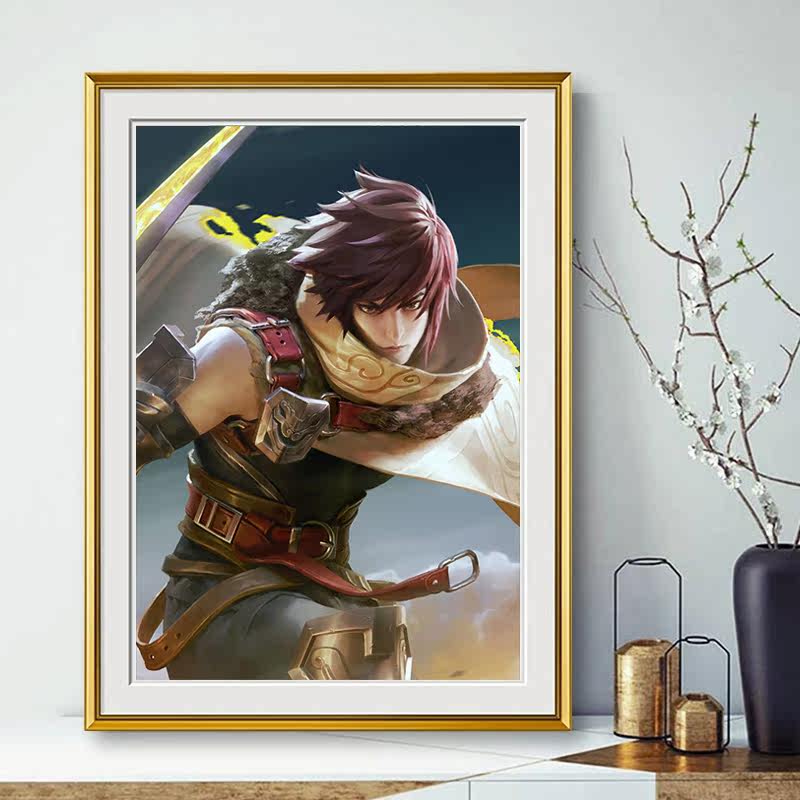 十字绣澜孤猎竖版线绣新款王者荣耀皮肤客厅卧室小幅满砖5d钻石画