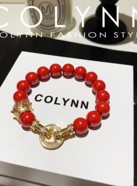 COLYNN大红色天然朱砂帝王砂中国红手链手串女蛇年本命年新年礼物