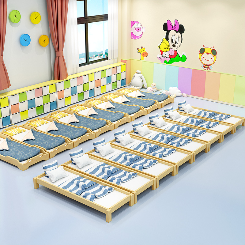 幼儿园加粗加高专用床托管班小学生午睡床儿童全实木质叠叠床小床 - 图1