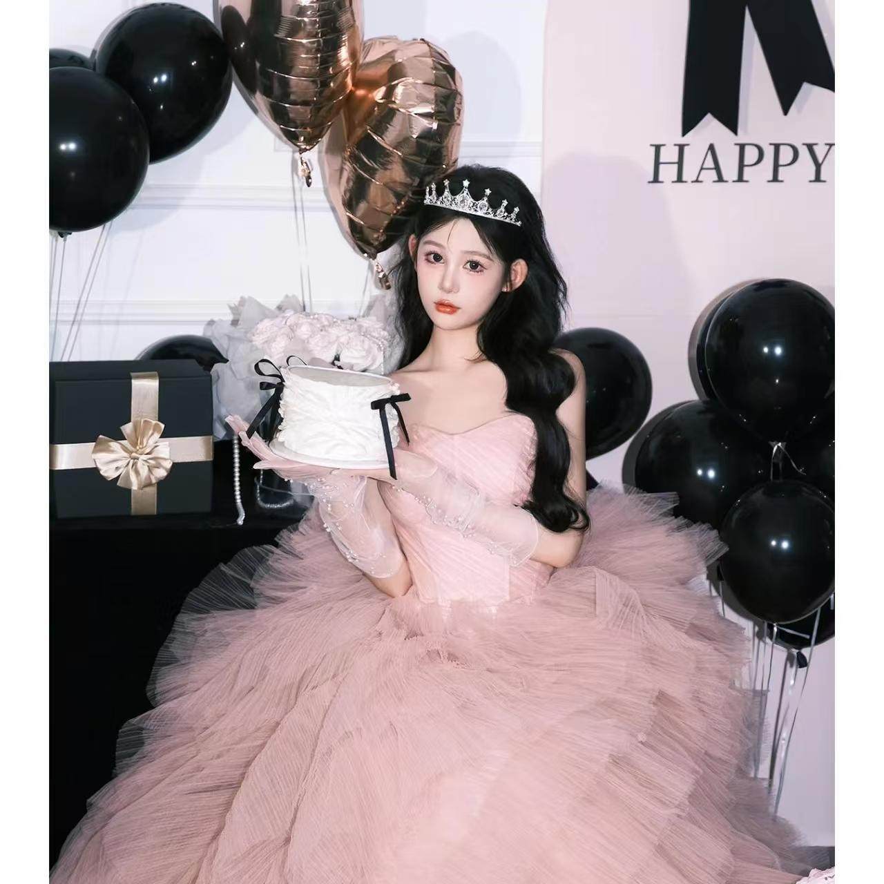 婚纱礼服新款公主裙少女写真拍照主题服装生日派对裙子海心纱粉色,淘宝优惠券,粉丝福利购,淘宝优惠卷