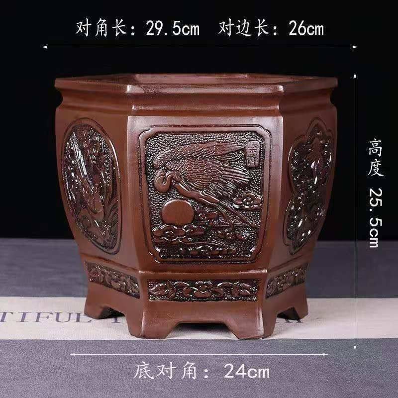 中国风紫砂兰花花盆君子兰陶瓷特大号大号特价清仓仿古兰花六角盆,淘宝优惠券,粉丝福利购,淘宝优惠卷