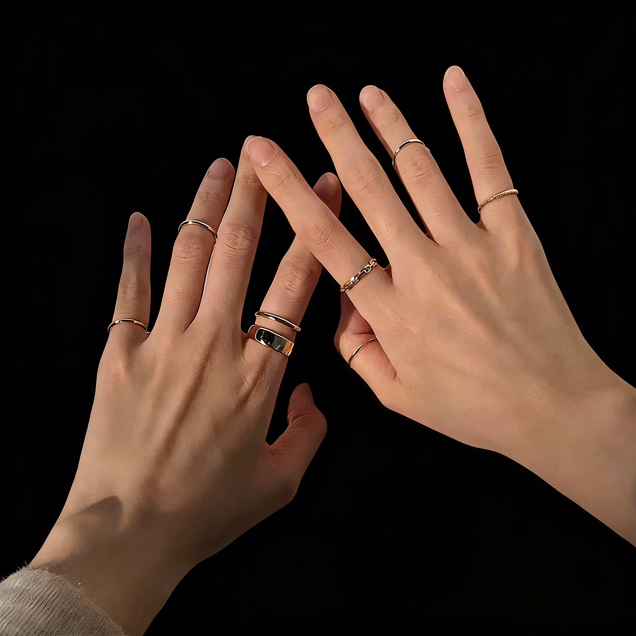 Nojob vintage vintage night weaving seven chapters medieval ring niche design live mouth stacking ring for women