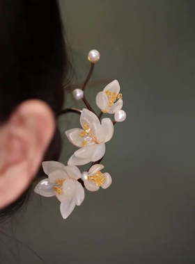 白玉兰荷花水芙蓉型发钗甜美