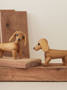 芬兰代购Spring Copenhagen北欧可爱小狗狗木质桌面摆件玄关装饰