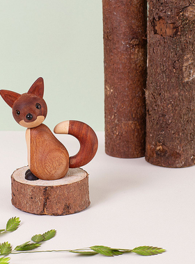 芬兰代购 Spring Copenhagen 狐狸艺术木质雕塑手工桌面摆件装饰