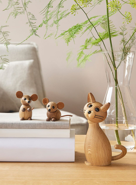 芬兰Spring Copenhagen超可爱小老鼠木质手工桌面摆件玄关装饰