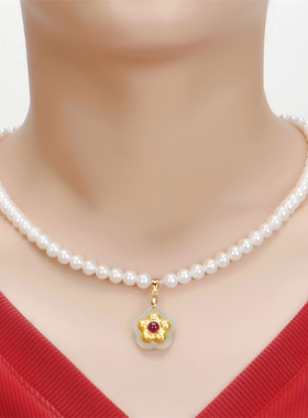 高档气质天然淡水珍珠项链金镶玉时尚百搭送妈妈长辈闺蜜珠宝礼物