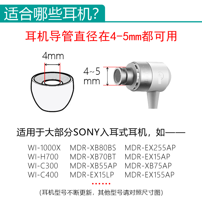 适用索尼SONY MDR-EX150AP 250EX15APLP入耳塞硅胶耳套耳机帽哥套-图2