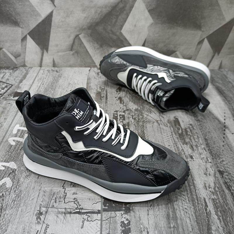 潮牌男鞋2025年秋冬季新款皮面加绒保暖高帮学生休闲运动板鞋子男,淘宝优惠券,粉丝福利购,淘宝优惠卷