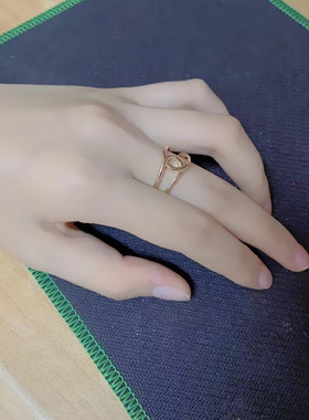 ins冷淡风几何镂空交叉线条戒指