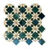 HXSPADRA RETRO Гонконг -стиль камень Большой цветок зеленый мозаичный фона стена темно -зеленый мраморный балкон балкон кирпич