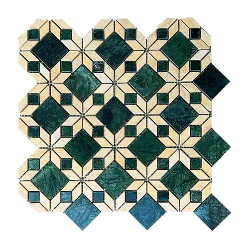 HXSPADRA RETRO Гонконг -стиль камень Большой цветок зеленый мозаичный фона стена темно -зеленый мраморный балкон балкон кирпич