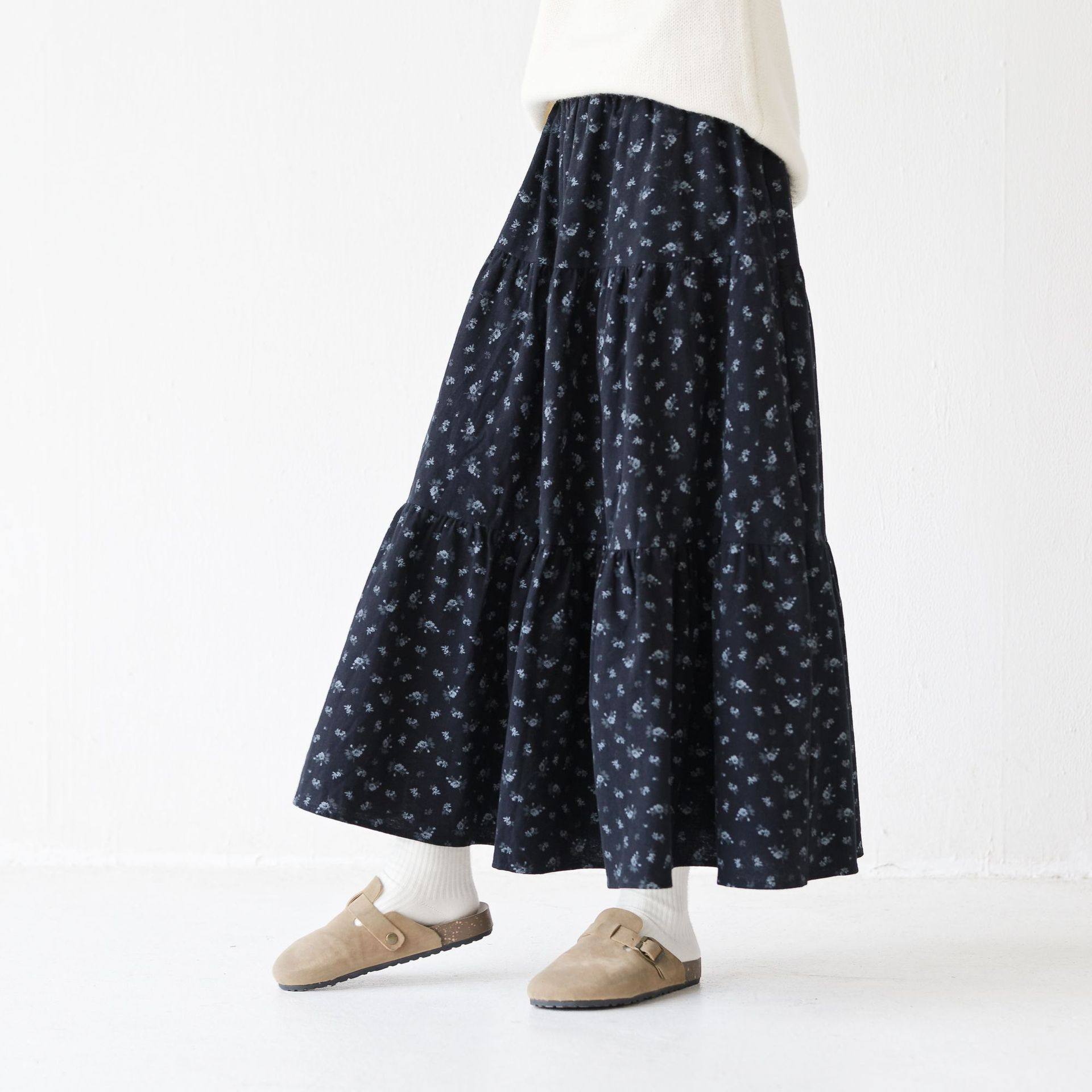 女童复古碎花半身裙秋冬新款磨毛加厚洋气大童女孩中长款大摆裙子,淘宝优惠券,粉丝福利购,淘宝优惠卷