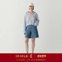 (Soil Cowboy) ICICLEs Wo Girl clothing spring and summer with eco-friendly planting cotton elastic denim shorts