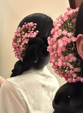 2025新款「千恋花屿」甜美粉色满天星花朵发簪女发钗簪子头饰发饰