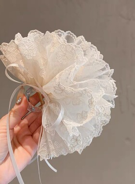 日韩超仙蝴蝶结丝带花朵蕾丝抓夹女后脑勺马尾夹半扎发鲨鱼夹发抓