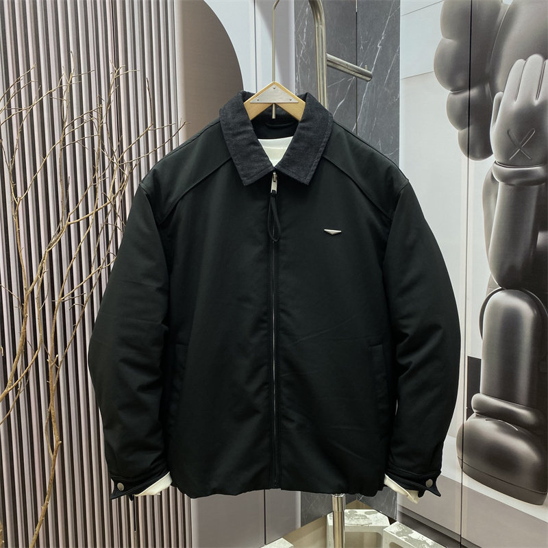 Spring minimalist lapel zipper short warm men's cotton coat