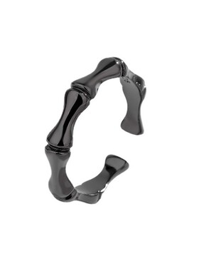 925纯银黑色光面竹节情侣戒指