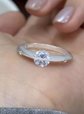 s925纯银锆石宇宙星球可转动戒指