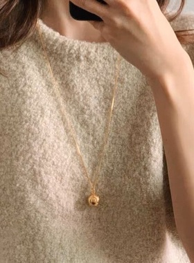 925纯银光面圆球圆珠项链女生