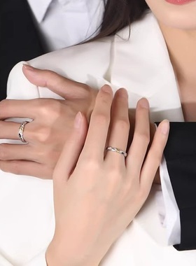 925纯银法国梧桐树叶戒指情侣