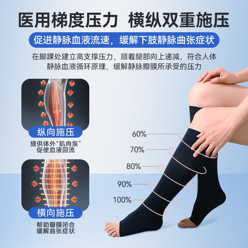 可孚静脉曲张医用弹力袜医疗压力裤袜扩张防血栓医护孕妇秋冬长筒