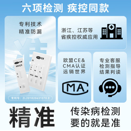 可孚hiv艾滋病检测纸自检梅毒传染病四项四合一非第五代第四代 - 图0