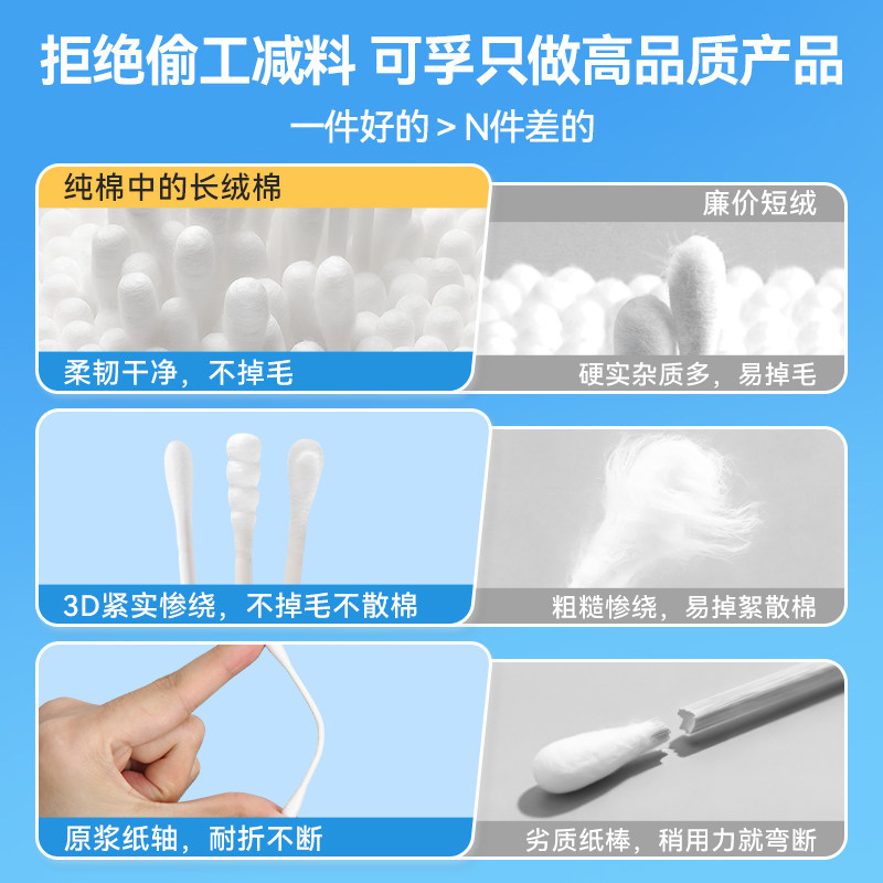 可孚医用棉签掏耳化妆用家用双头棉花棒一次性非无菌耳朵专用棉棒,淘宝优惠券,粉丝福利购,淘宝优惠卷