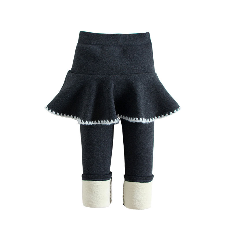 儿童裙裤加绒加厚秋冬季新款带裙子的打底裤女童宝宝黑色长裤外穿