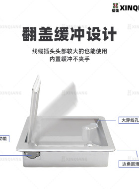 嵌入式桌面插座无线充办公台会议桌多媒体电源隐藏岛台多功能线盒