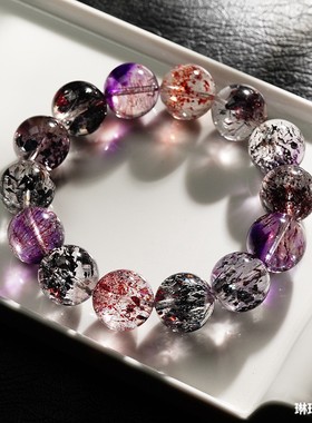 天然巴西收藏级超七毒液水晶手链