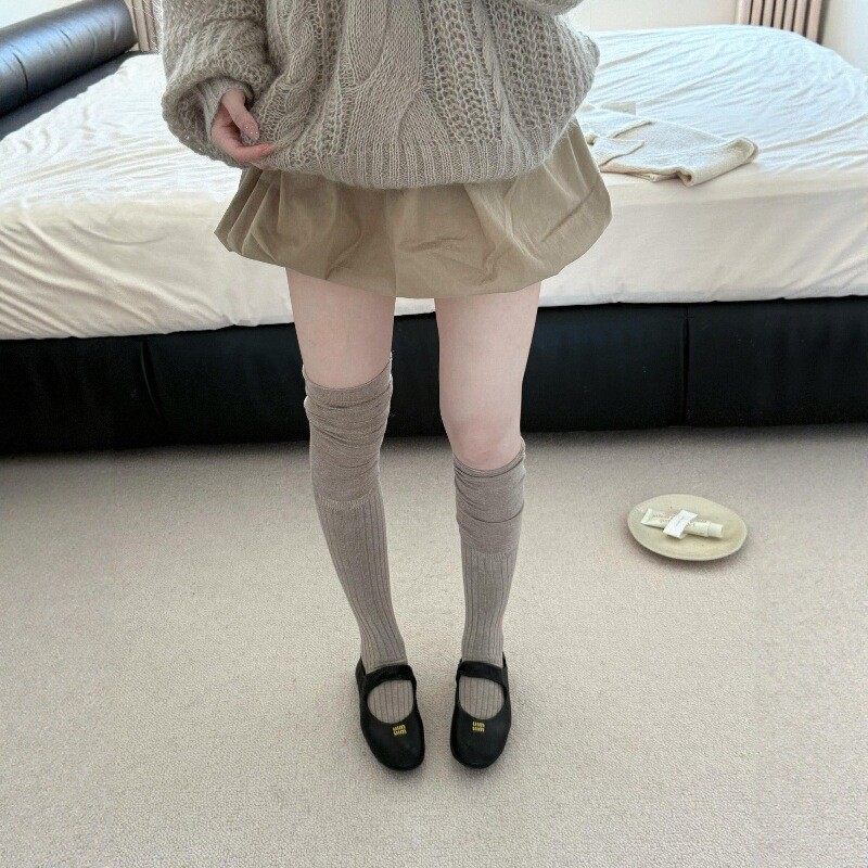 秋冬卡其色长筒袜女咖啡色高筒袜米白色大腿袜日系拼接烟灰过膝袜,淘宝优惠券,粉丝福利购,淘宝优惠卷