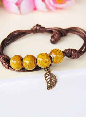 手工编织手链陶瓷民族风女