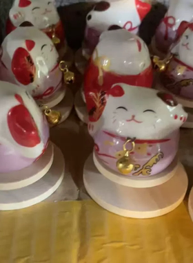 很火的景德镇陶瓷转转摆件葫芦卡通小猪招财猫麻花将兔子陶瓷底座