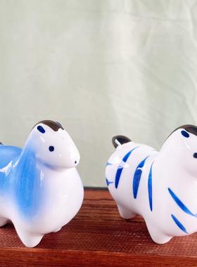 十二生肖摆件手绘牛虎龙兔陶瓷