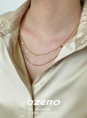 「闪耀」双层金色项链配饰女欧美高级感多层锁骨项链叠戴