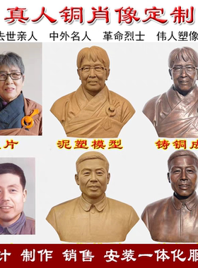 玻璃钢铜材质定制老人像纪念摆件