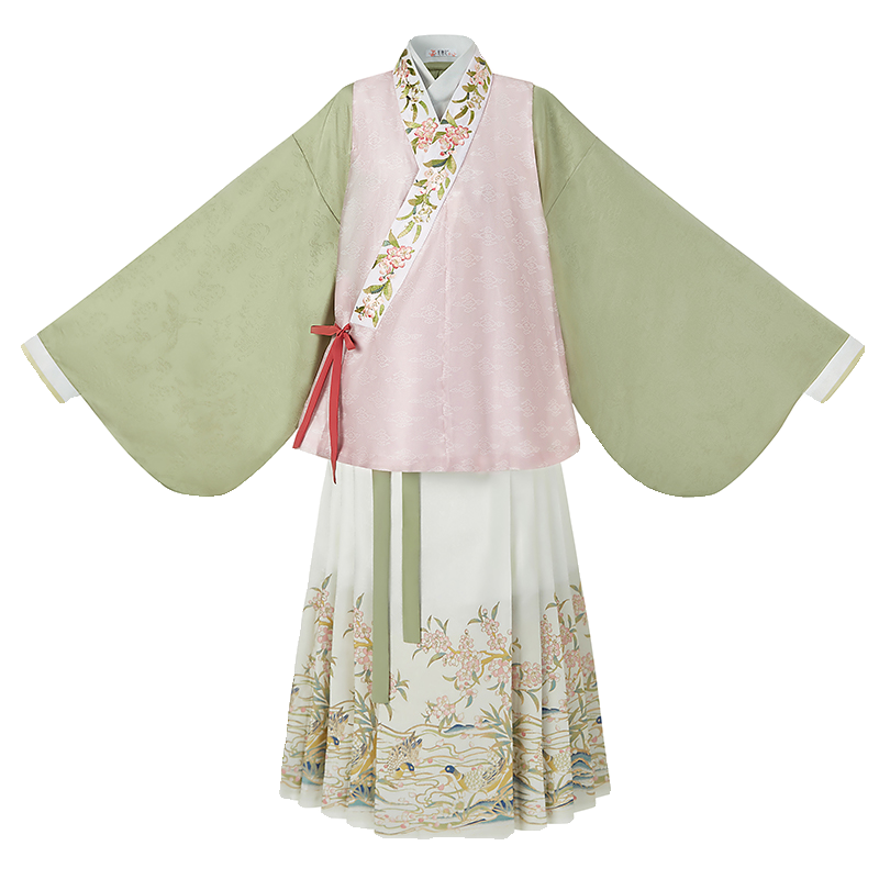 花朝记｜春江水暖｜明制汉服马面裙交领衫比甲绣花粉绿色日常少女,淘宝优惠券,粉丝福利购,淘宝优惠卷