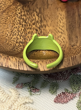 绿色卡通小恶魔眼睛戒指手饰时尚可爱戒指