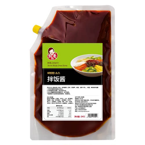 韩美美包邮正宗韩式拌饭酱2kg大包装韩式辣酱下饭酱料甜辣酱商用 - 图3