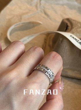 S925纯银CNC戒指法式复古轻奢