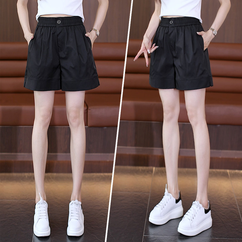啄木鸟冰丝短裤女2026夏季松紧高腰宽松阔腿a字休闲四分热裤子,淘宝优惠券,粉丝福利购,淘宝优惠卷