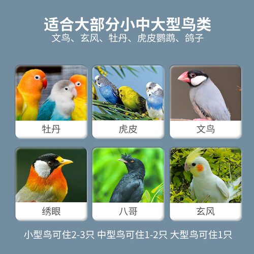威毕电镀加粗鸟笼超大空间八哥鹩哥玄凤别墅繁殖鹦鹉鸟笼子大号 - 图3