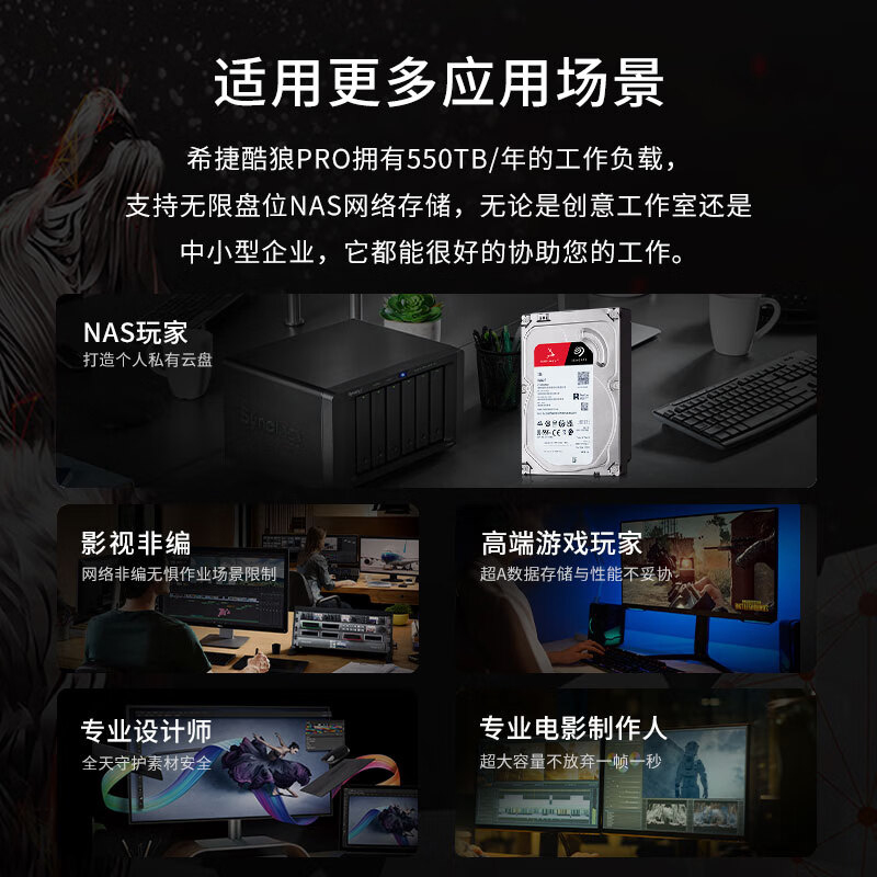 希捷 4TB NAS硬盘磁记录网络存储SATA希捷酷狼PRO ST4000NE001 - 图0