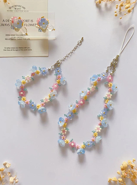 雾蓝童话 原创设计新款手工制作串珠手链时尚简约百搭饰品手机链